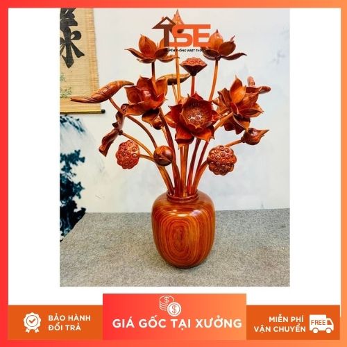 bình hoa sen bằng gỗ tse