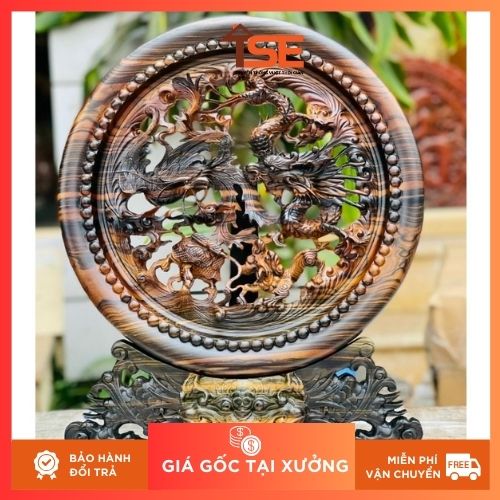 đĩa gỗ tứ linh hội tụ