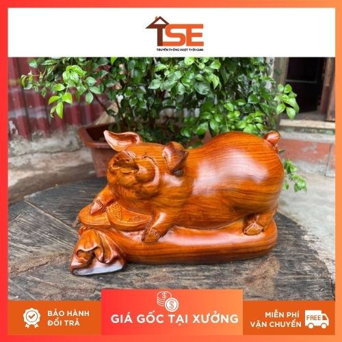 Tượng gỗ Heo tài lộc